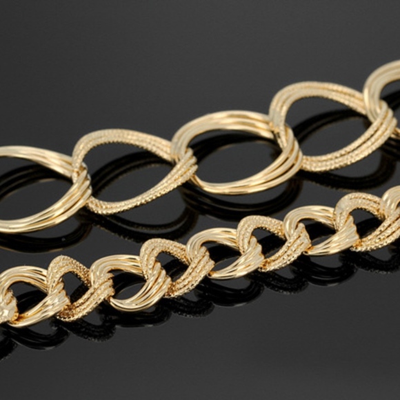 Unique Graduated Garibaldi stamped clasp Italian Link Necklace - Picture 5 of 8